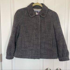 J. Crew Wool Cropped Gray Herringbone Tweed Jacket Size 6